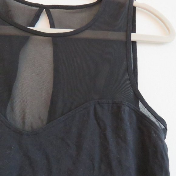 ABERCROMBIE & FITCH Black Mesh Top Sleeveless Bodysuit Minimalist Stretch Sz S - Picture 4 of 13